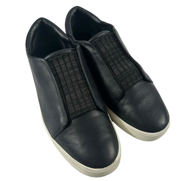 VINCE. Black Leather Cantera Sneakers Slip On Flat Minimalist Modern Women Sz 9M - Picture 12 of 15